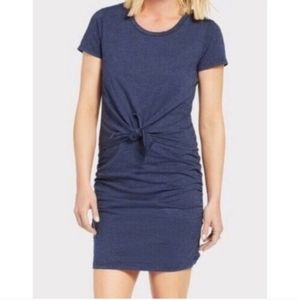 Sundry Large Navy Short Sleeve Tie Front Ruched Tee Shirt Dress